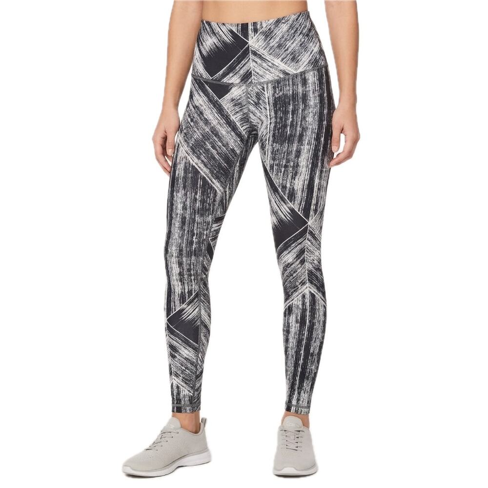 Lululemon Wunder Under Heat Wave White Black Mid Rise Athletic Leggings size S